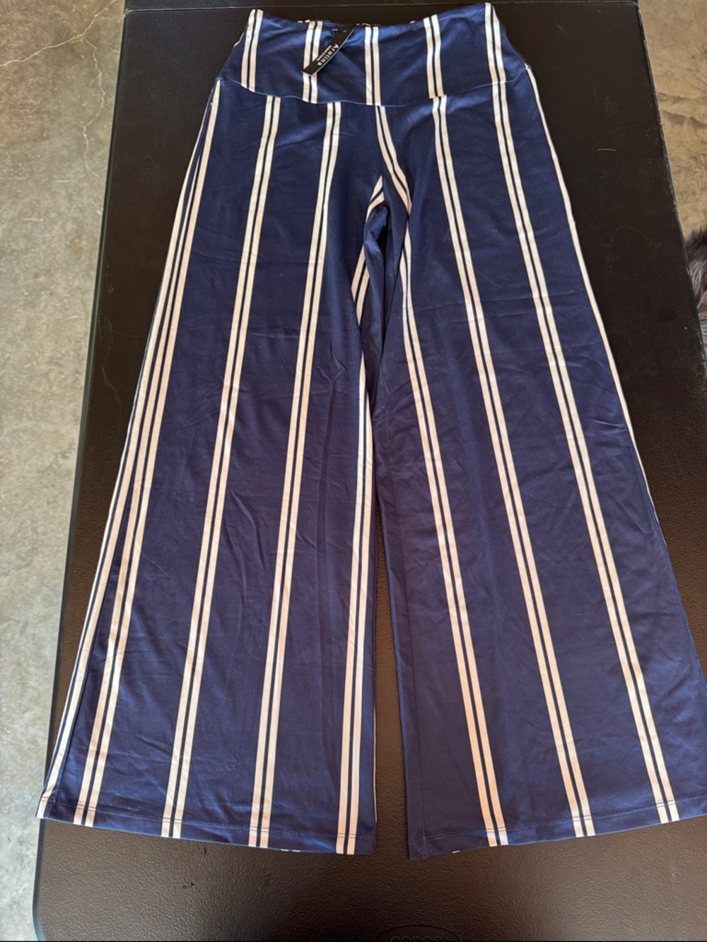 Arolina Navy and White Striped Wide Leg Pants